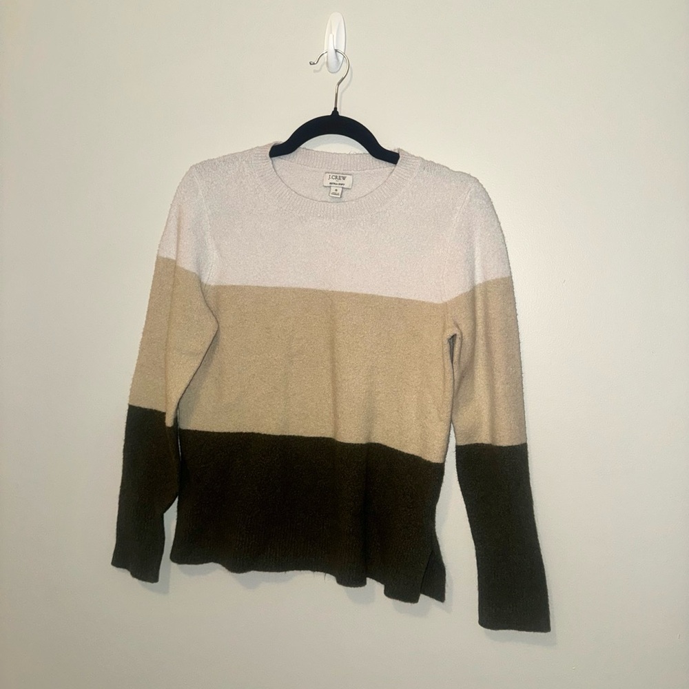 J. Crew Colorblock Sweater - Cream, Tan, and Brown